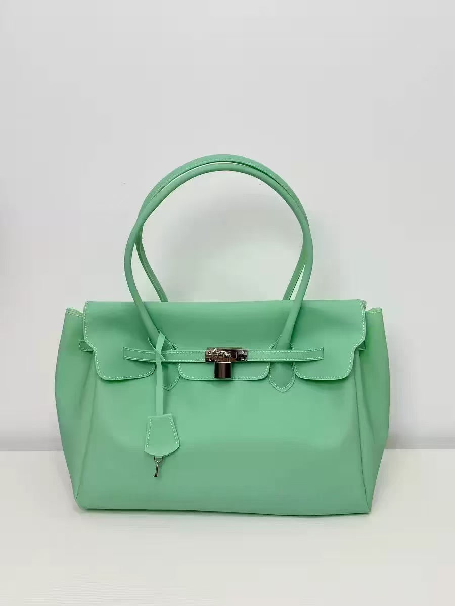 JADE GREEN JELLY FIRKIN TOTE BAG