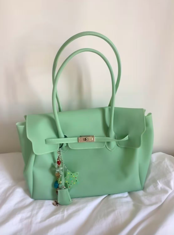 JADE GREEN JELLY FIRKIN TOTE BAG